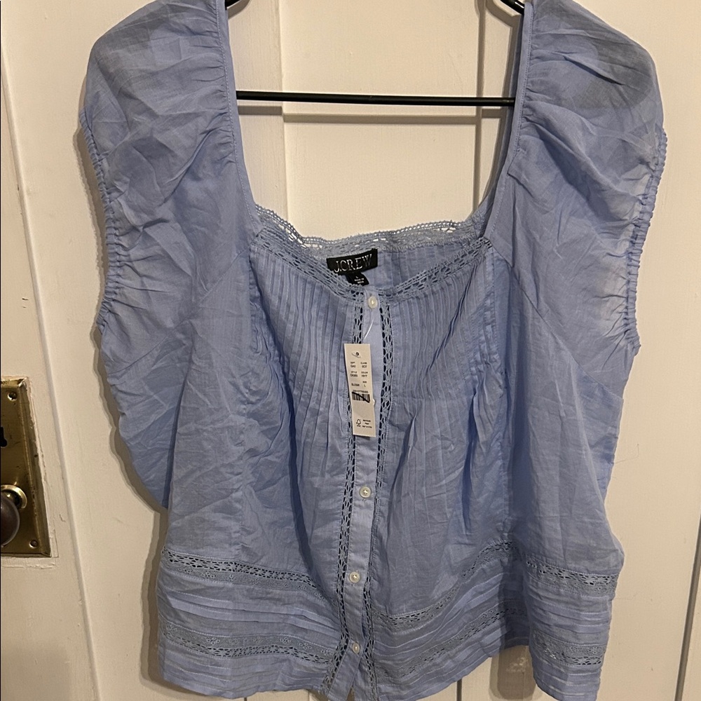 J. Crew Light Blue Button-Front Blouse